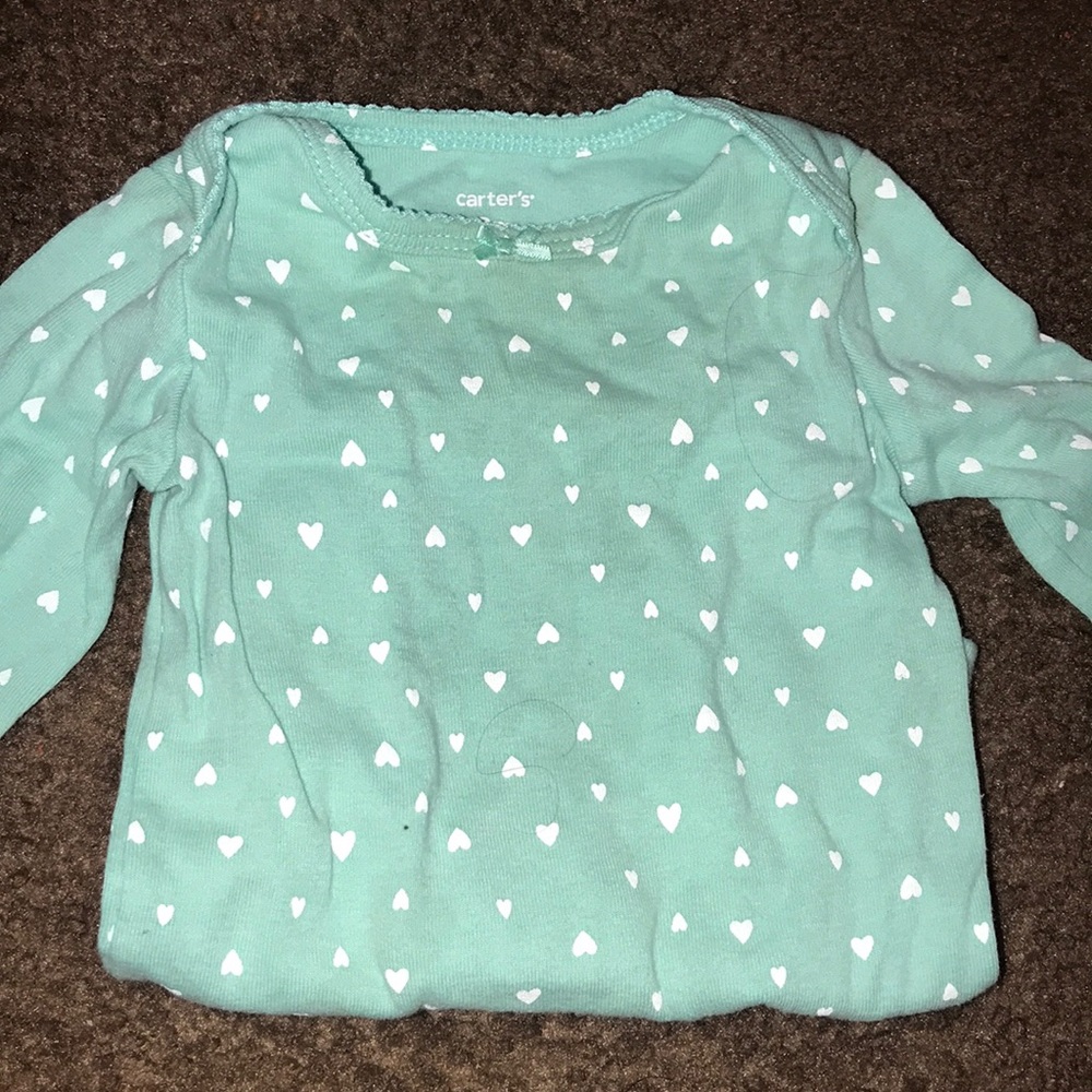 Mint green baby girl long sleeve onesie
